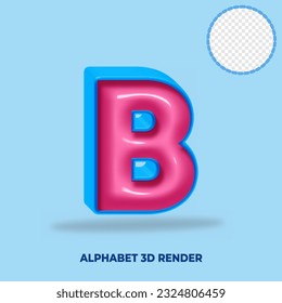 Alfabeto de procesado 3D azul y color brillante rosa