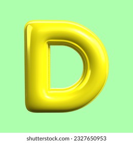 Representación 3D de color amarillo Alphabet D