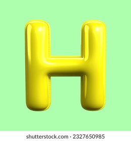 3D render Alphabet H yellow color render