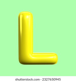 3D render Alphabet L yellow color render