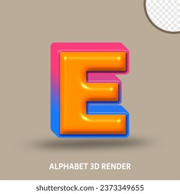 3D RENDER ALPHABET LINE BLUE RED COLOR AND ORANGE GLOSSY