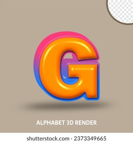 3D RENDER ALPHABET LINE BLUE RED COLOR AND ORANGE GLOSSY