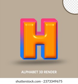 3D RENDER ALPHABET LINE BLUE RED COLOR AND ORANGE GLOSSY