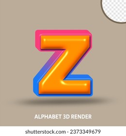 3D RENDER ALPHABET LINE BLUE RED COLOR AND ORANGE GLOSSY
