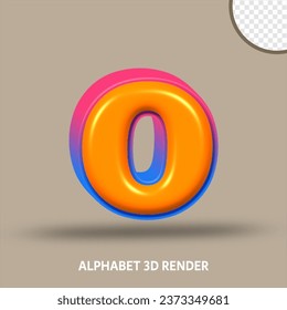 3D-RENDER-ALPHABET-LINIE BLAUE ROTE FARBE UND ORANGE GLOSSY