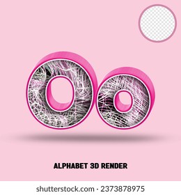 3D render alphabet line pink glossy with wave line abstract texture