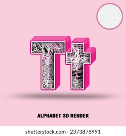 Tapa del alfabeto 3D procesado de color rosa brillante con textura abstracta de línea de onda