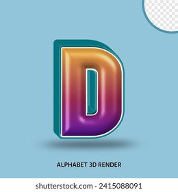 Alfabeto de procesado 3D gradiente de color naranja púrpura con color tosca de línea