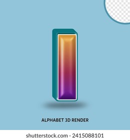 3D render alphabet purple orange gradient with line tosca color