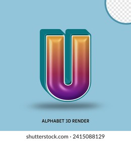 Alfabeto de procesado 3D gradiente de color naranja púrpura con color tosca de línea