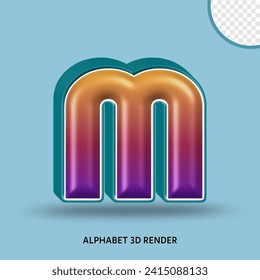 Alfabeto de procesado 3D gradiente de color naranja púrpura con color tosca de línea