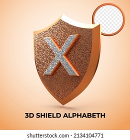 Privilegio inicial del logotipo de lujo del escudo X de 3D procesado, estilo de oro