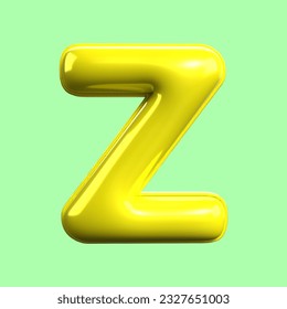 3D render Alphabet Z yellow color render