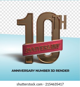 Cinta de oro 3D para el décimo aniversario de rendimientos 3D transparente
