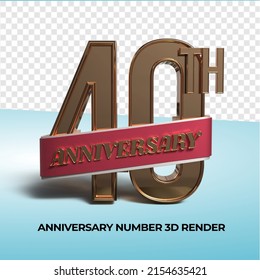 Cinta de oro 3D para el aniversario 40 de la edad 3D transparente