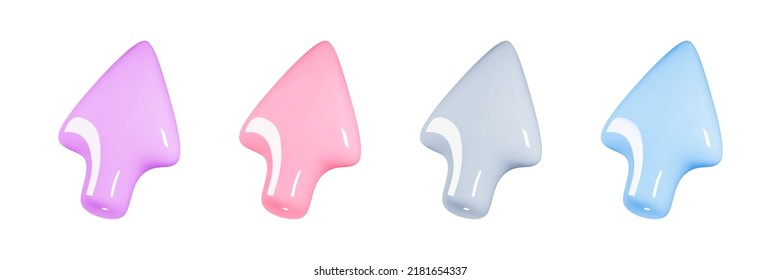 3d render arrow mouse cursor minimal icon collection isolated on white background vector illustration.