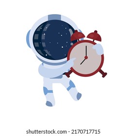3d Render Astronaut with Alarm Clock Create Clipping Path
