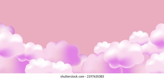 3D render background of pink clouds. Vector illustration for banner. 