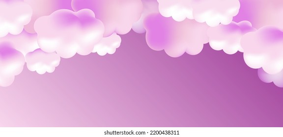 3D render background of pink clouds. Vector illustration for banner. 