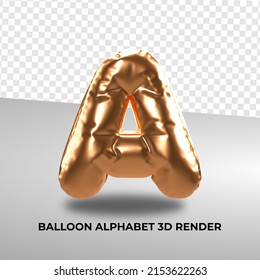 3D-Rendering-Ballon-Alphabet A Gold für Geburtstagsdekor-Nummer