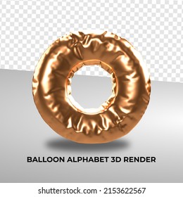 3D render balloon alphabet O gold for birthday decor number