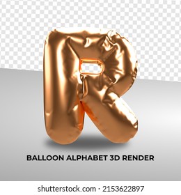 3D render balloon alphabet R gold for birthday decor number