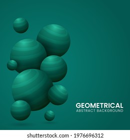 Bolas 3D O Esfera En El Fondo Verde Del Teal.