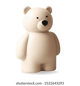 3d render bear in pastel colors. Cute animal, kids toy. Realistic 3d design element in plastic style.