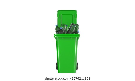 3D-Renderer mit Recycling-Wasserflasche, Erderwärmung, durchsichtigem BG