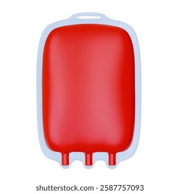 3d render blood bag or packet with red plasma in realistic glossy style. Medical container for hospital. Vector illustration.