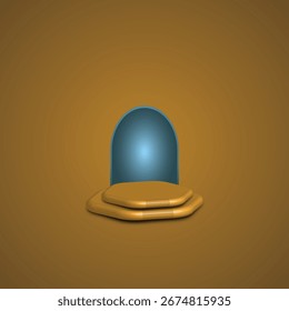 3d render of a blue glass dome on a yellow background eps 10