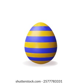 3d render blue striped easter egg. Three-dimensional vector illustration for Christian celebration or children hunt, or springtime holiday. Religion traditional ceremony element. ingredient protein