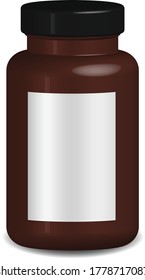 3D render brown medicine jar with empty label