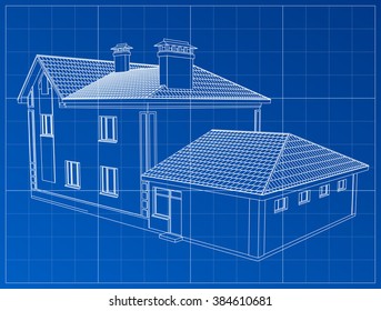 3d Render Building Vector Contours Houses Stock Vector (Royalty Free ...