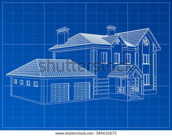 3d Render Building Vector Contours Houses Stock Vector (Royalty Free ...