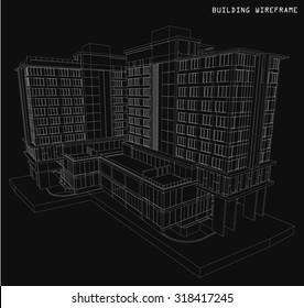 3D render of building wireframe - Vector illustration