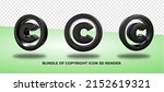 3D render bundle of copyright symbol, PNG, Transparent, black Color