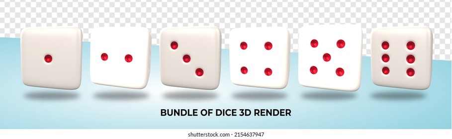 3D render bundle of dice games transparent, png 