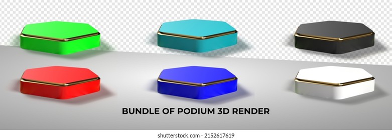 3D Render bundle of podium for mockup product, product sale, transparent, PNG, elemet Design, color choice