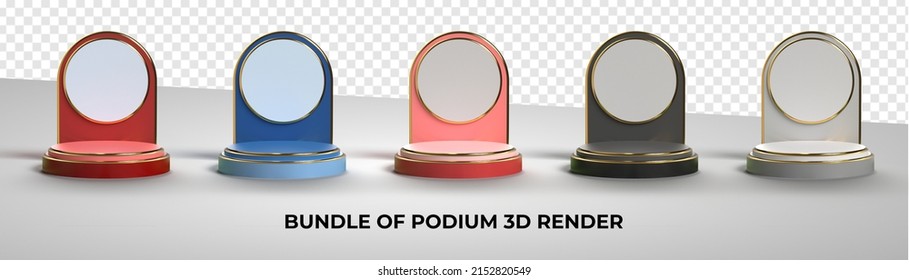3D render bundle of podium product sale, png, transparent for mockup product