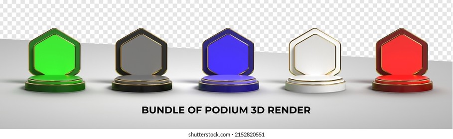 3D render bundle of podium product sale, png, transparent for mockup product