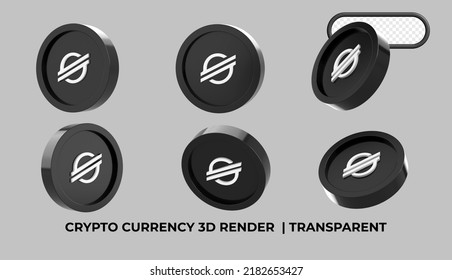 Montaje en 3D de monedas de Stellar (XLM) cayendo desde el cielo. Fondo de banner de concepto de criptodivisa XLM