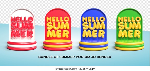 Paquete de rendimiento 3D para el podio de verano para el tema de la bandera, océano, venta de productos, isla