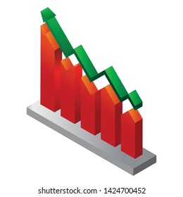 3d Render Business Graph With Going Up Arrow 