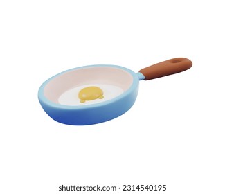 3d machen Cartoon Bratpfanne mit gebratenem Ei.