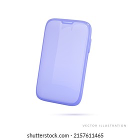 Icono 3d de representación de la caricatura del teléfono inteligente. Simulacro de smartphone minimalista con pantalla aislada. Ilustración vectorial realista.