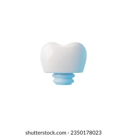 Implante de dientes de cerámica 3D en hilo de acero. Prostética dental, estomatología y tecnología ortodoncia, concepto de atención bucal de salud. Ilustración vectorial realista aislada en fondo blanco