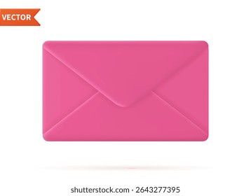 3d Render closed mail envelope icon isolated on white background. new unread email notification. Vector illustration