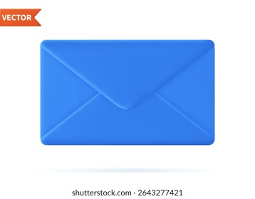 3d Render closed mail envelope icon isolated on white background. new unread email notification. Vector illustration