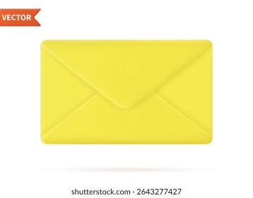 3d Render closed mail envelope icon isolated on white background. new unread email notification. Vector illustration